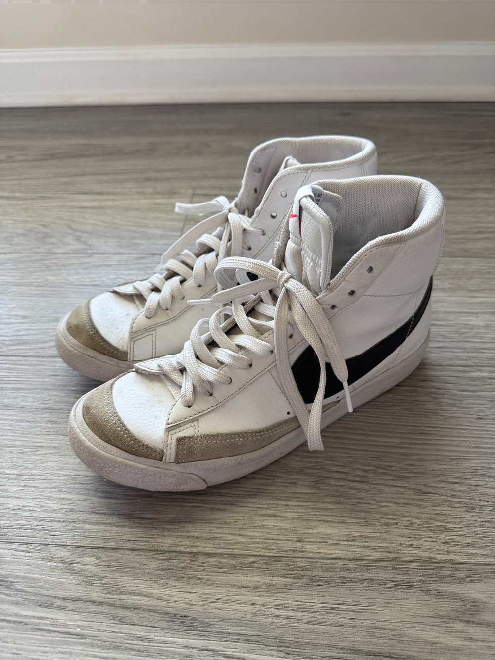Women's White High-Top Sneakers with Black Side Accent